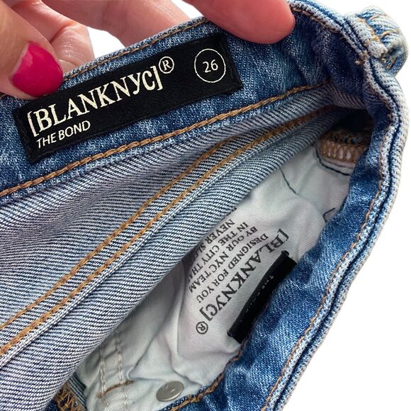 BLANKNYC 26 The Bond Jeans Mid Rise Skinny Python Tuxedo Stripe - Picture 2 of 8